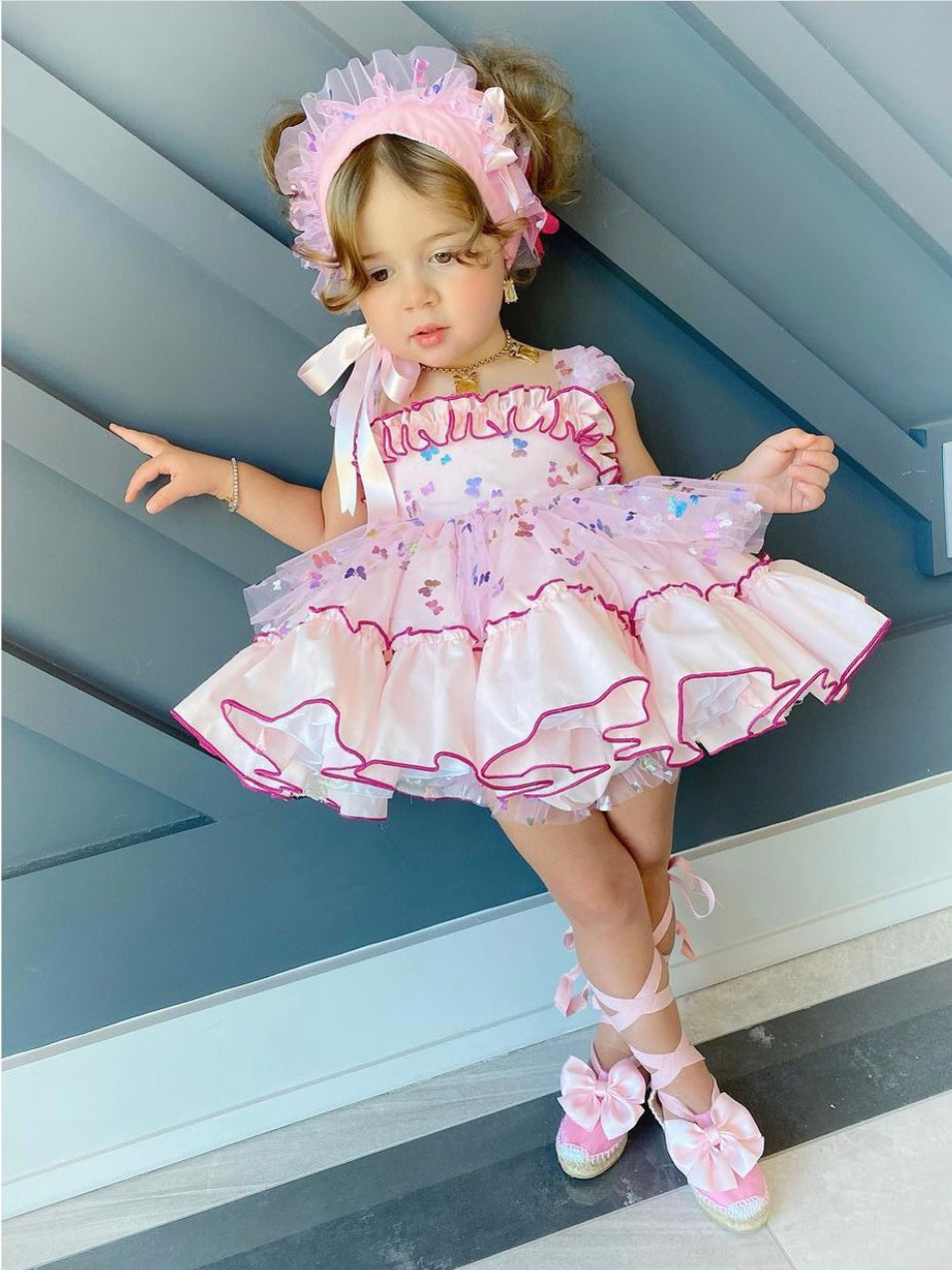 Pink Butterfly Puff Dress